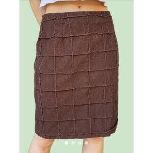 Vintage Brown Corduroy Patchwork Skirt Brier Creek Women’s Size 10 28”x 20.5”